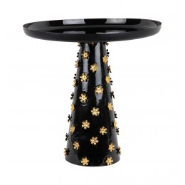 Odkládací stolek GOLDEN FLOWERS, Leitmotiv, Ø50 cm, kov, černý