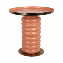 Odkládací stolek RUBY, Leitmotiv, Ø41 cm, kov, broskvově oranžová