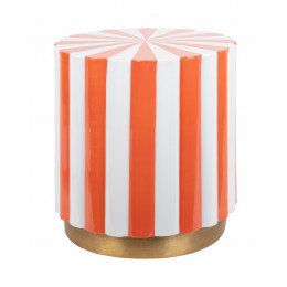 Odkládací stolek CANDY SWIRL, Leitmotiv, Ø40 cm, kov, oranžovobílý