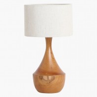 Stolní lampa ASPEN Amphora RAW 49 cm, teakové dřevo a len