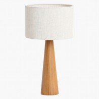 Stolní lampa ASPEN Cone medium RAW 45 cm, teakové dřevo a len