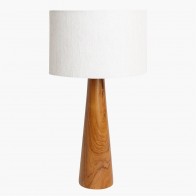 Stolní lampa ASPEN Cone velká RAW 51 cm, teakové dřevo a len